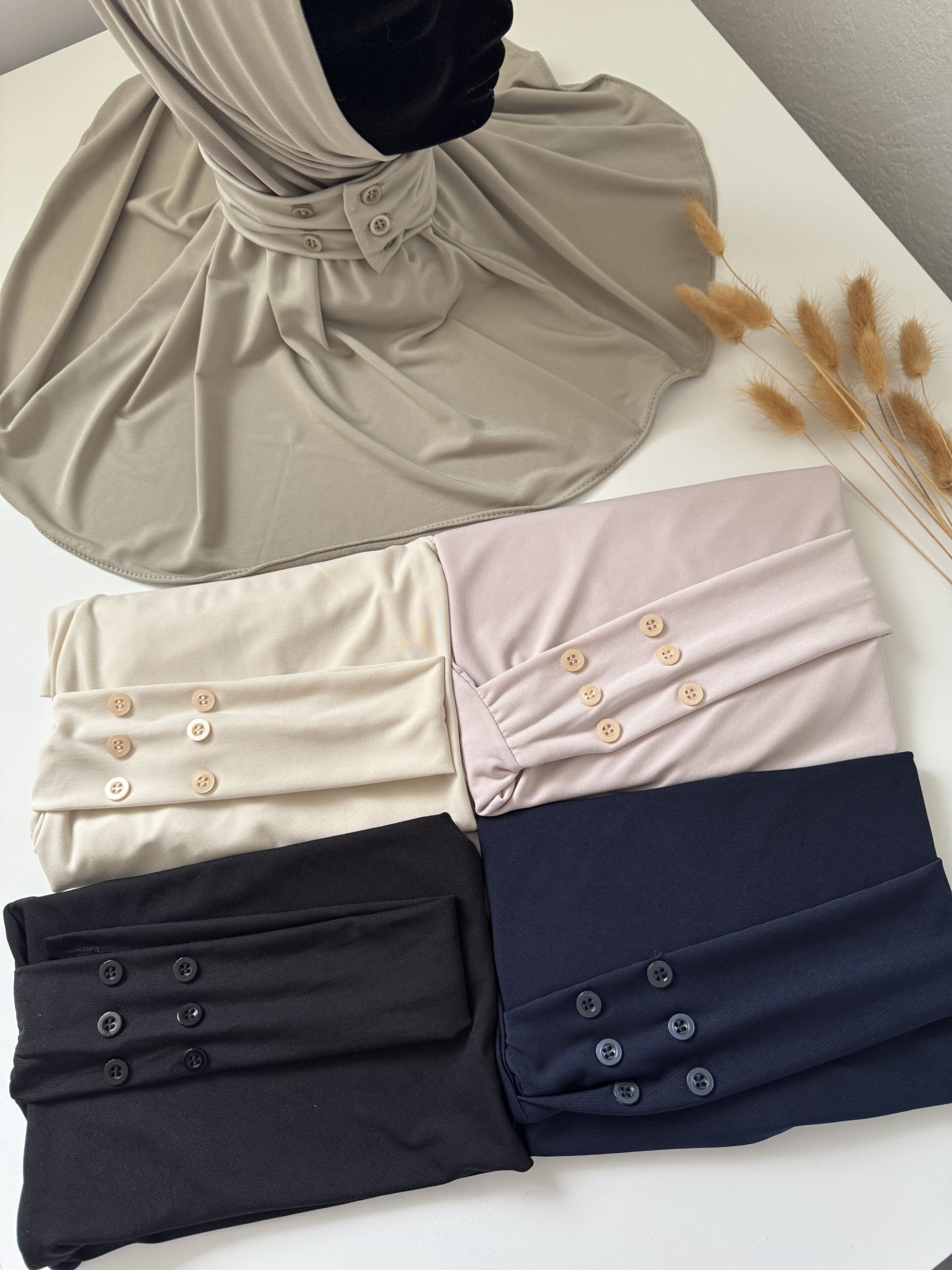 hijab cagoule en jersey premium à boutons réglables